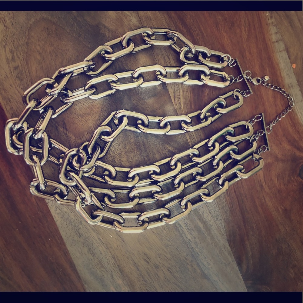 Necklace, 3 strand, Metallic Grey